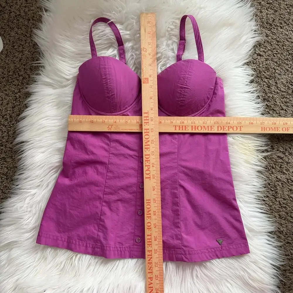 2000s Guess Pink Corset Cami Bustier Top McBling Coquette Medium